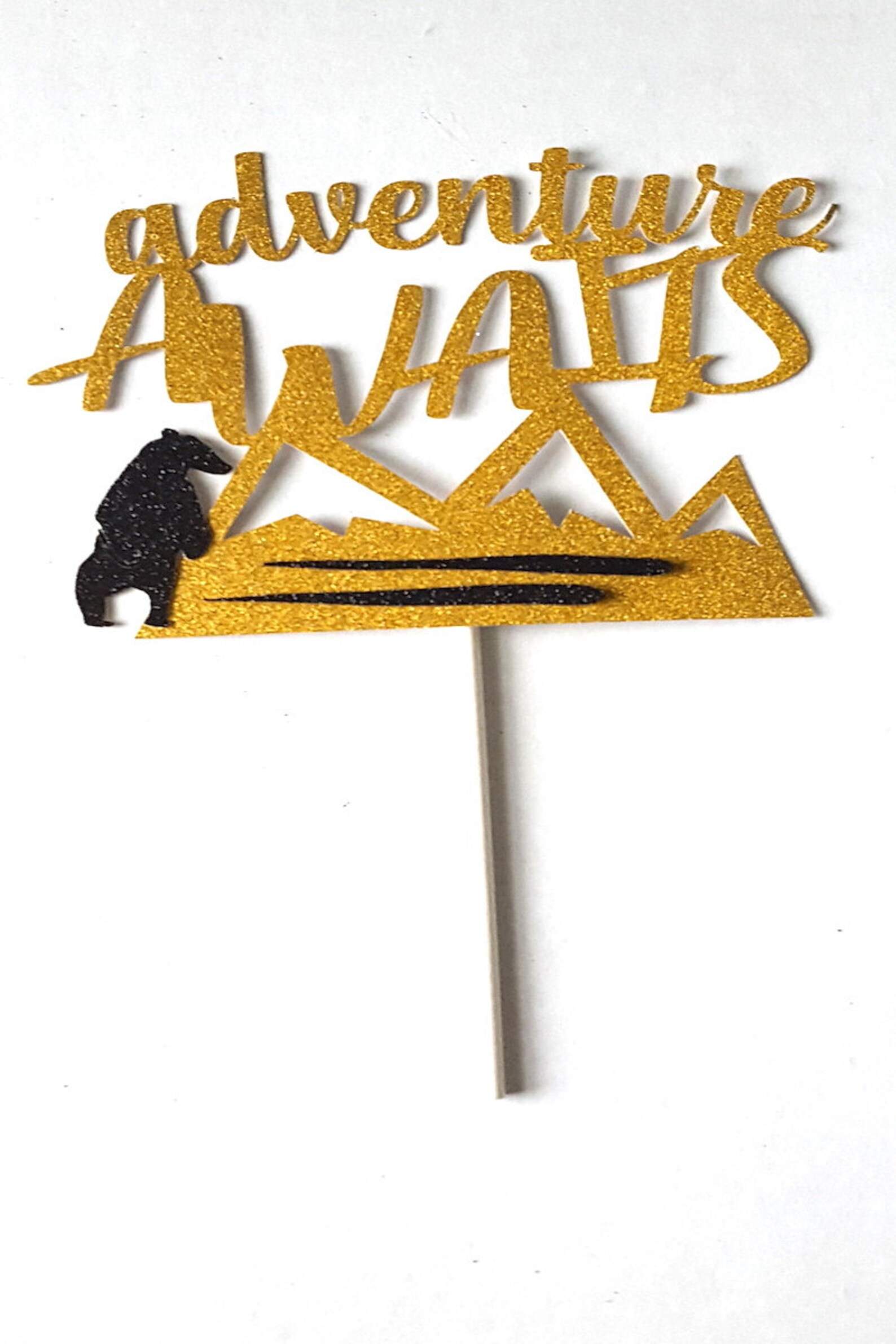 Adventure Awaits Cake Topper Baby Shower Cake Topper Glitter Etsy