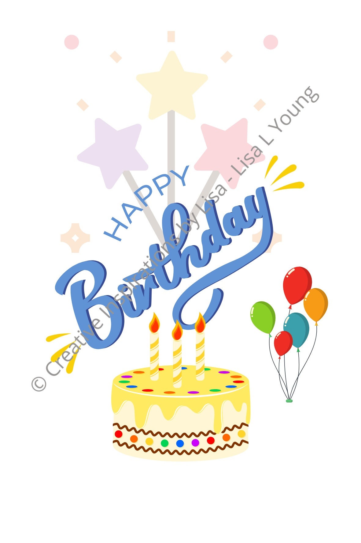 Birthday Printable Stickers Instant download 5 sticker | Etsy