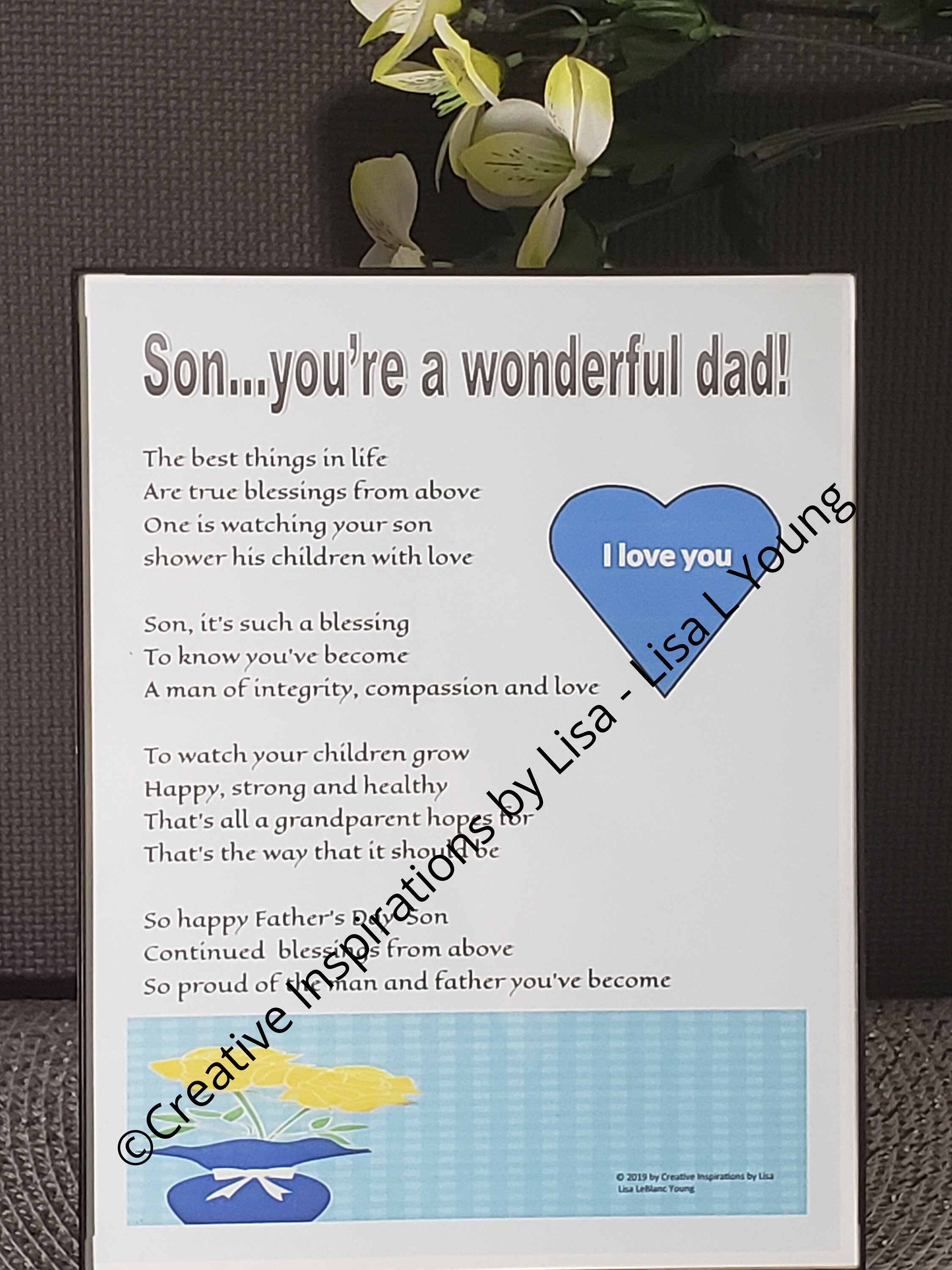 fathers day son printable gift poem instant download 8
