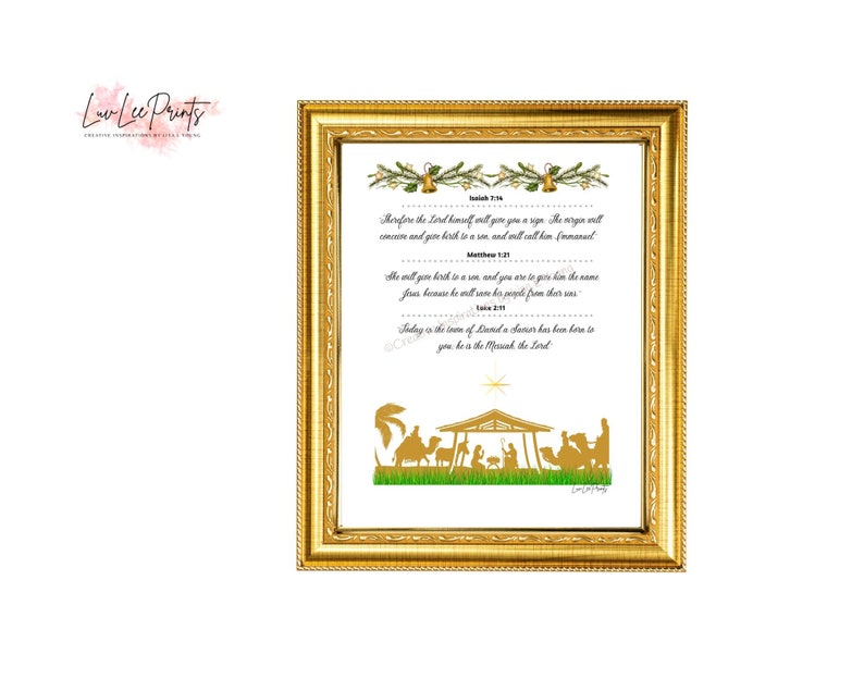 Christmas Nativity Bible Verse 3 Printables. Bright Festive Etsy