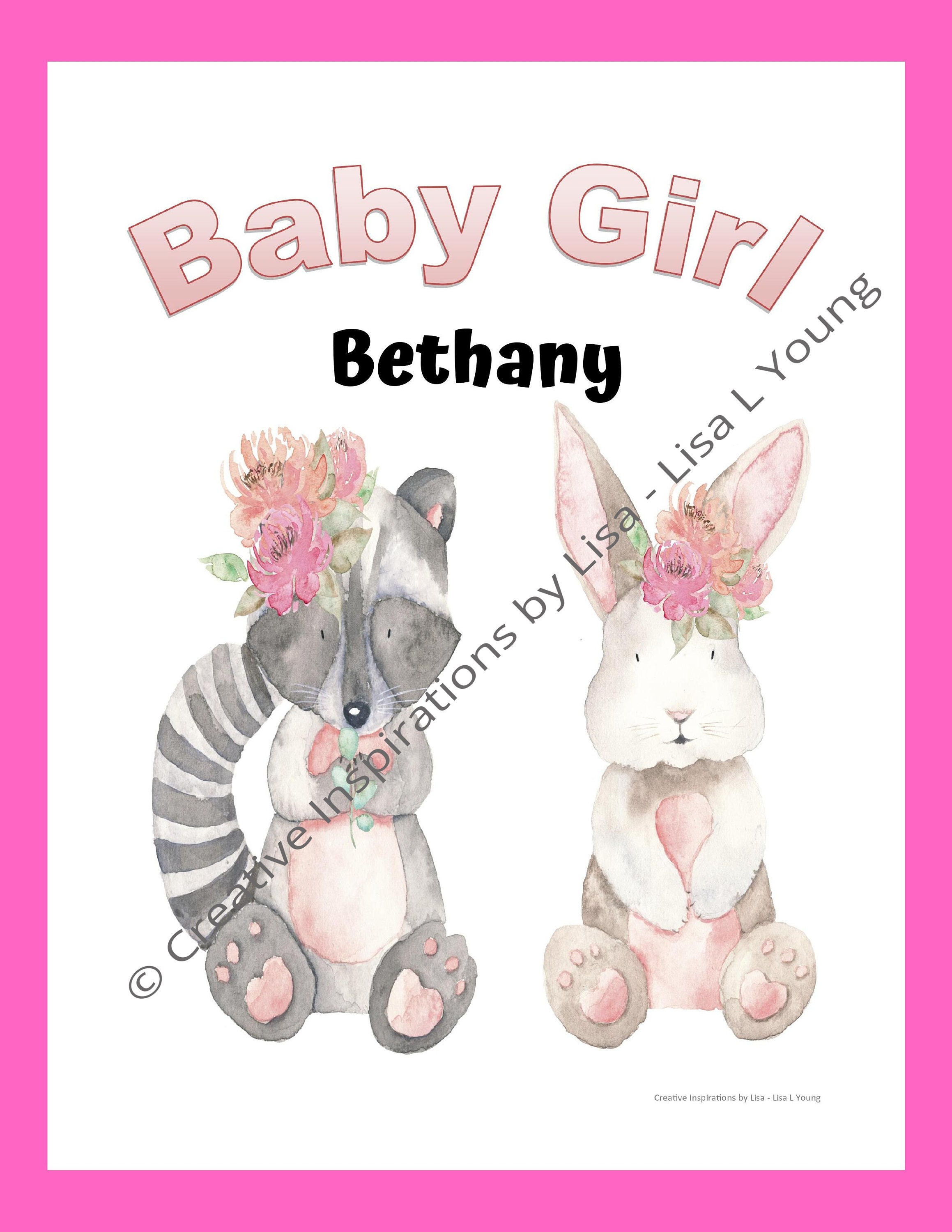 Editable Baby Girl Animal Nursery Printable Instant - Etsy