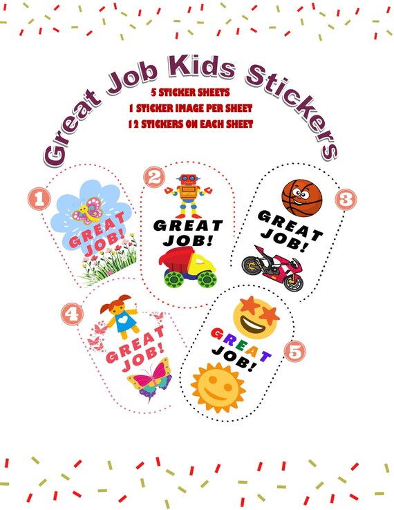 School Stickers Great Job Printable Affirmation Download 5 Etsy