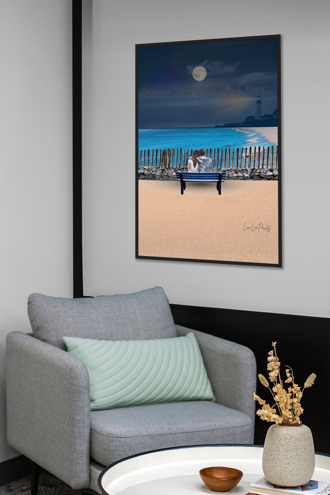Coastal Lighthouse Beachy Wall Art Romantic Printable Poster Download ...