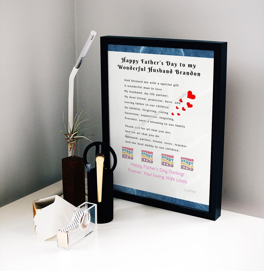 Editable Father's Day for Husband Anniversary Wedding Birthday Poem ...
