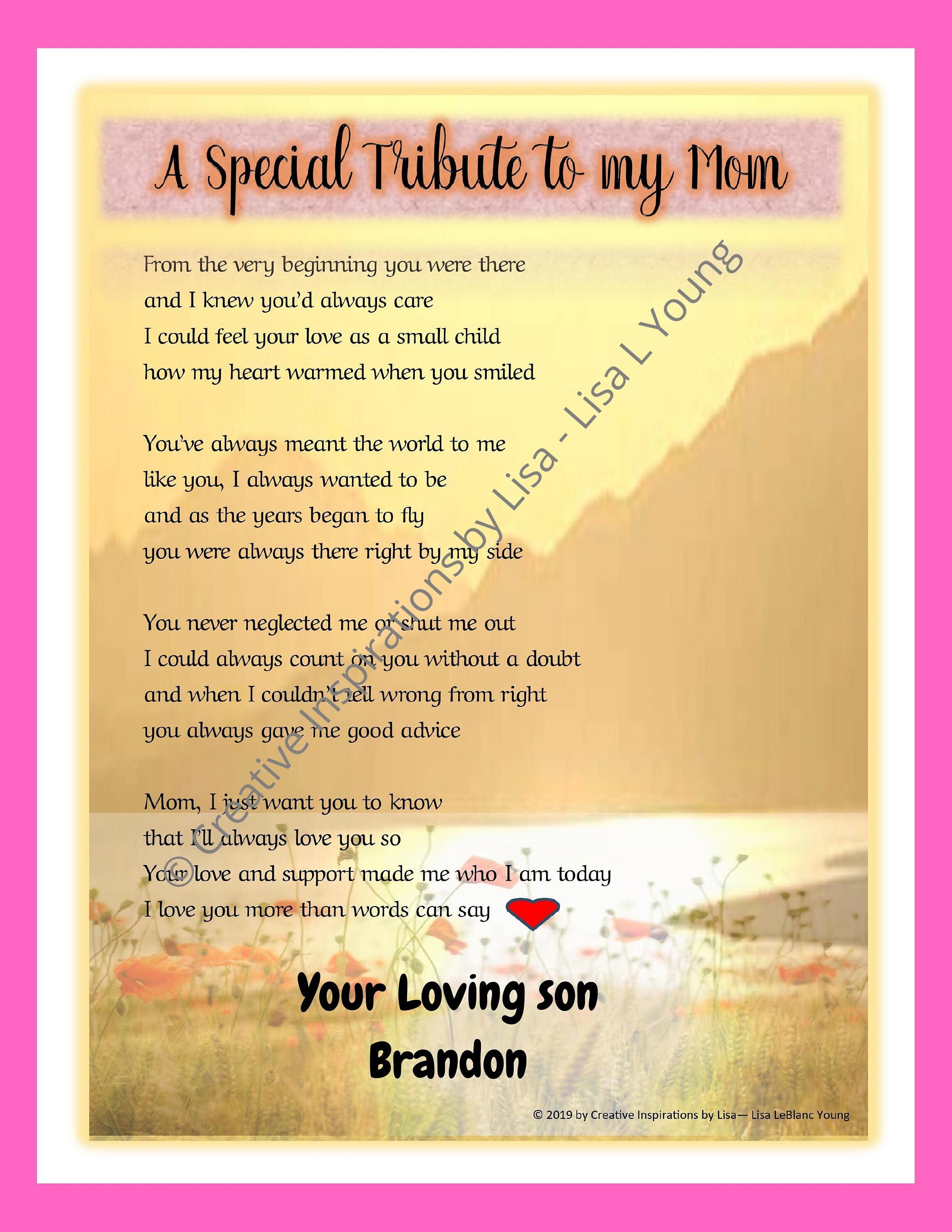 Mom Birthday Editable Poem Or Mother S Day Instant Etsy