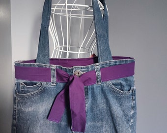 Sac en jean recyclé bleu et bandana