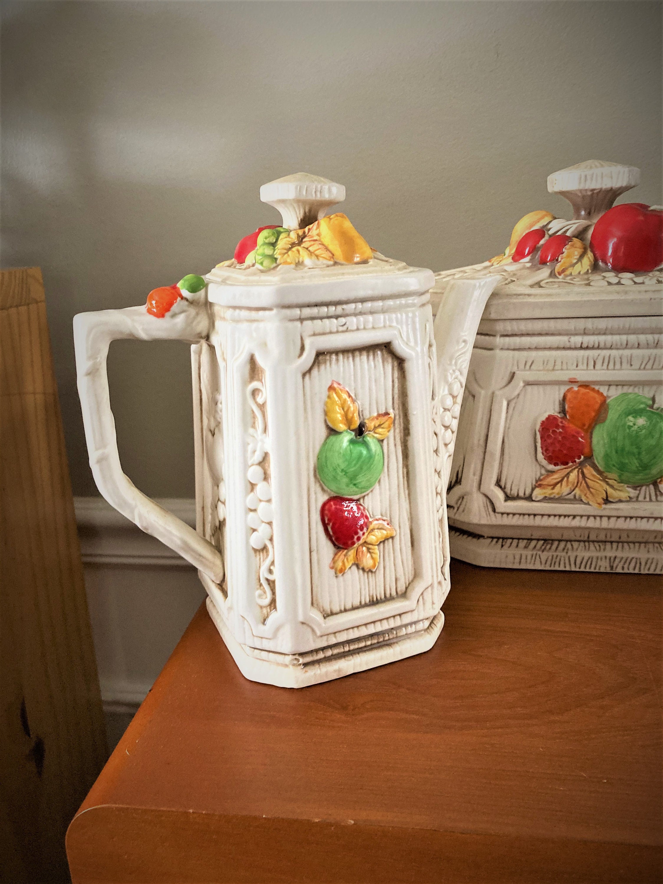 Vintage New Trend Inc Serving Set with Fruit Decor Retro Etsy