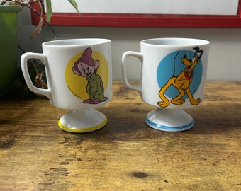 Vintage Walt Disney Productions Footed Mugs - Set of Two