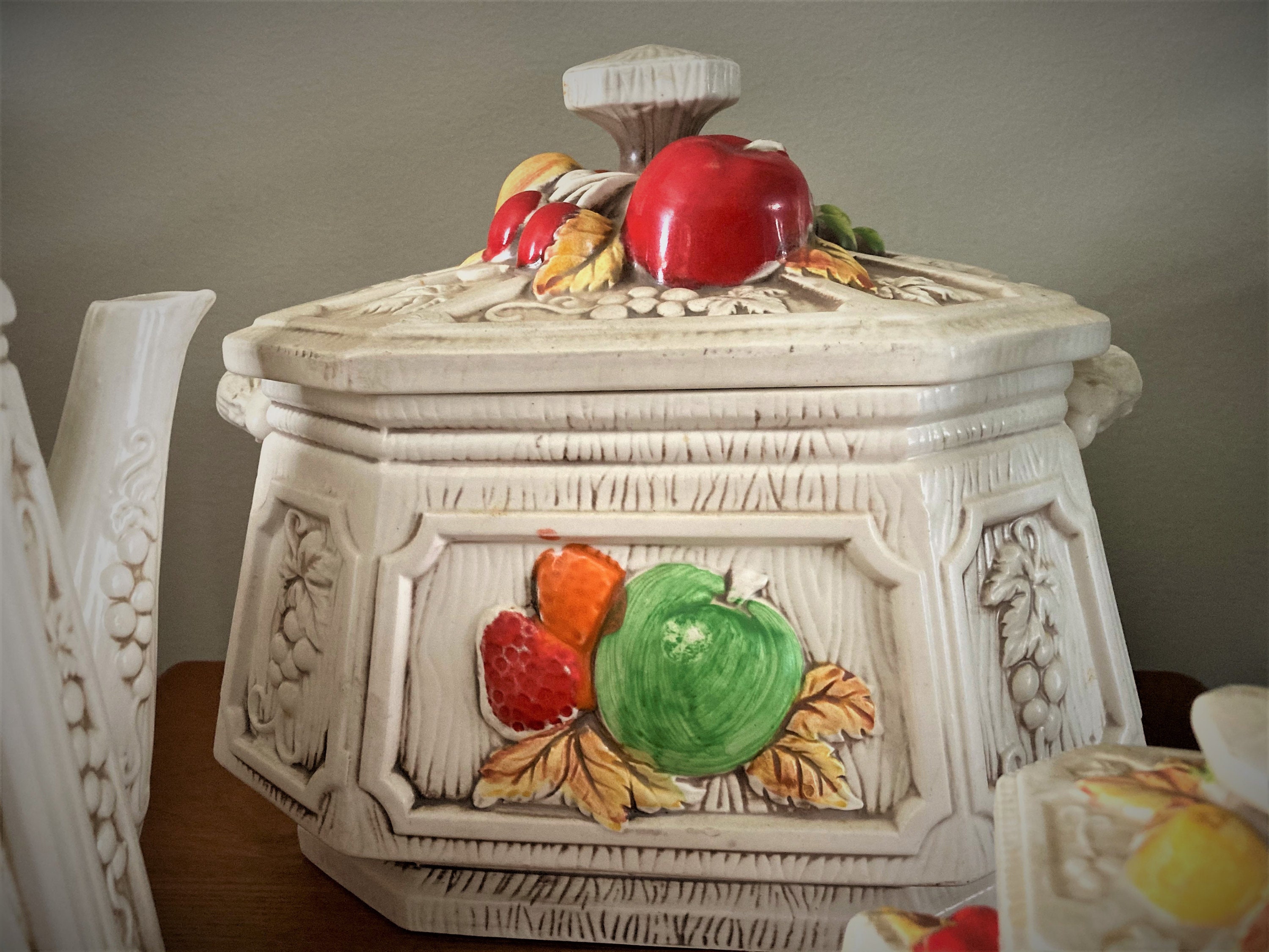 Vintage New Trend Inc Serving Set with Fruit Decor Retro Etsy