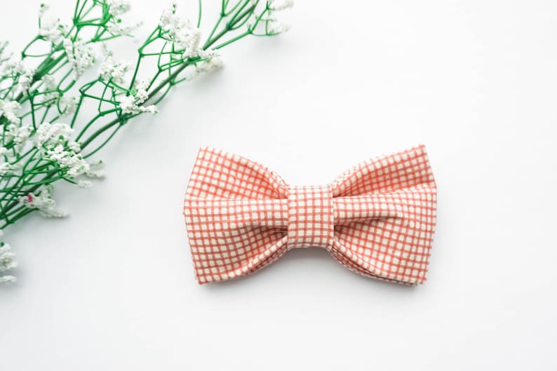 REESE Burnt orange checkered gingham dog bow tie Classy stylish pet accessories Dog cat bowtie