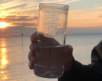 Upcycled Captain Morgan pint glass; unique rum lovers gift, rum, rum bottle glass, upcycled handmade glassware gift for him, gift for her