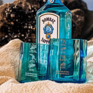 Pair of Bombay Sapphire Gin Glasses: Personalised gin glass christmas gift for her, gift for him, unique gin lover stocking filler home gift