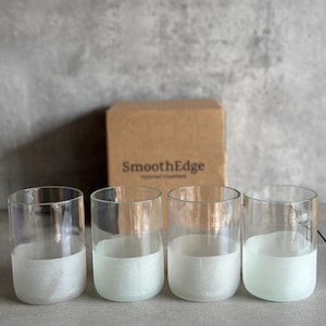 Set of four Recycled Wine Glasses, sustainable, eco-friendly, minimalist glassware handmade and upcycled glasses made from wine bottles.