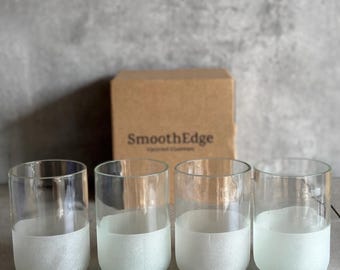 Set of four Recycled Wine Glasses, sustainable, eco-friendly, minimalist glassware handmade and upcycled glasses made from wine bottles.