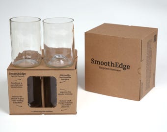 Set of four Recycled Wine Glasses, sustainable, eco-friendly, minimalist glassware handmade and upcycled glasses made from wine bottles.