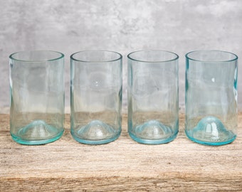Set of 4 Recycled Wine Glasses, sustainable, eco-friendly, minimalist glassware handmade and upcycled glasses made from wine bottles