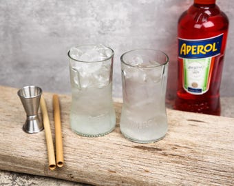 Upcycled Aperol drinking Glasses - Christmas aperol spritz best friend gift for him gift for her stocking filler Unique gifts Birthday Gift