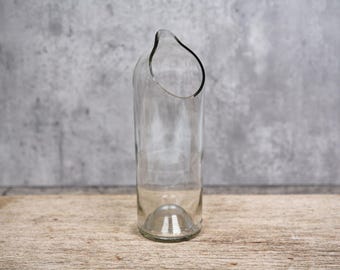 Upcycled Wine Bottle Carafe, water flask, pitcher, jug, vase, sustainable minimalist glassware upcycled carafe made from wine bottles.