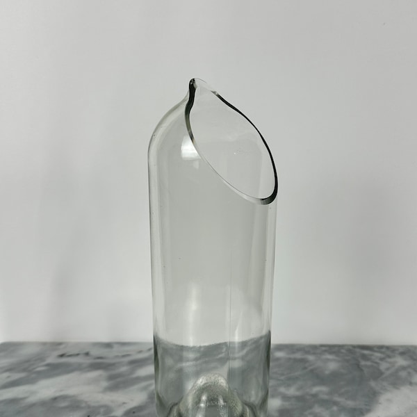 Upcycled Wine Bottle Carafe, water flask, pitcher, jug, vase, sustainable minimalist glassware upcycled carafe made from wine bottles.