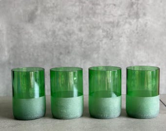 Set of four Recycled Wine Glasses, sustainable, eco-friendly, minimalist glassware handmade and upcycled glasses made from wine bottles.