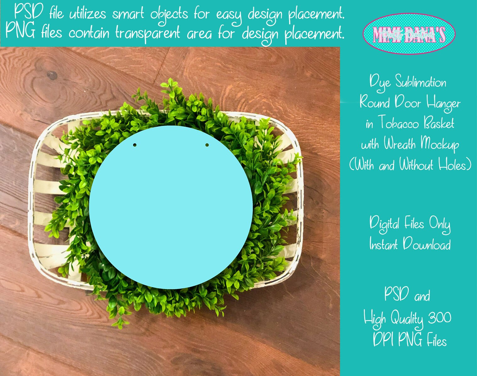 Download Dye Sublimation Round Door Hanger Farmhouse Tobacco Basket Mockup For Aparecium Design Company Blanks Sublimation Transfer Psd Png