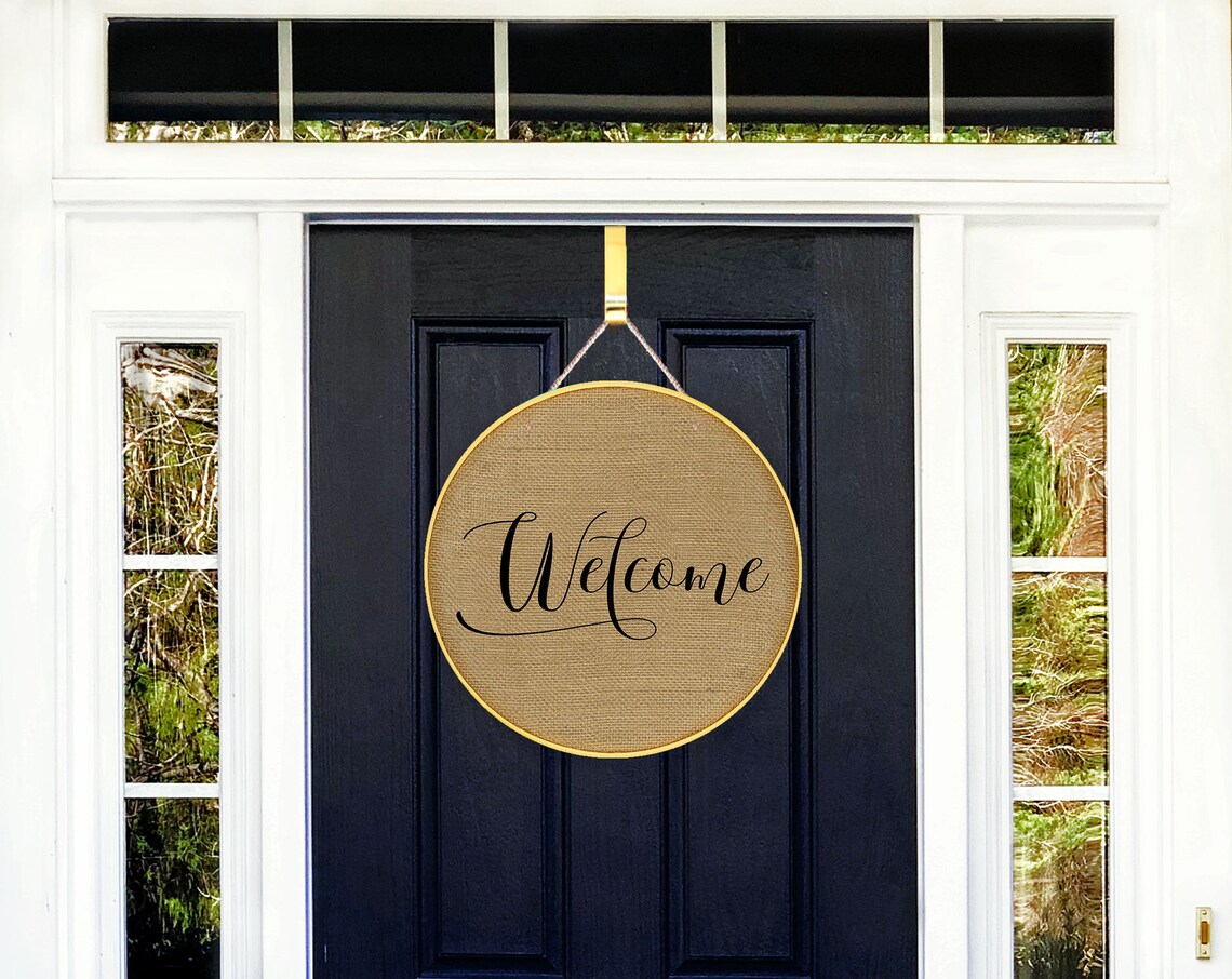 Dye sublimation Round Door Hanger Painted Door Mockup for Etsy