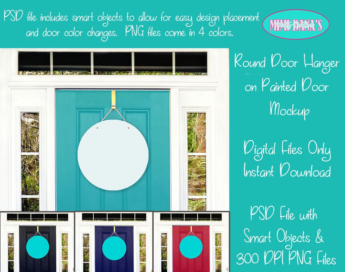 Dye Sublimation Round Door Hanger Painted Door Mockup for Etsy