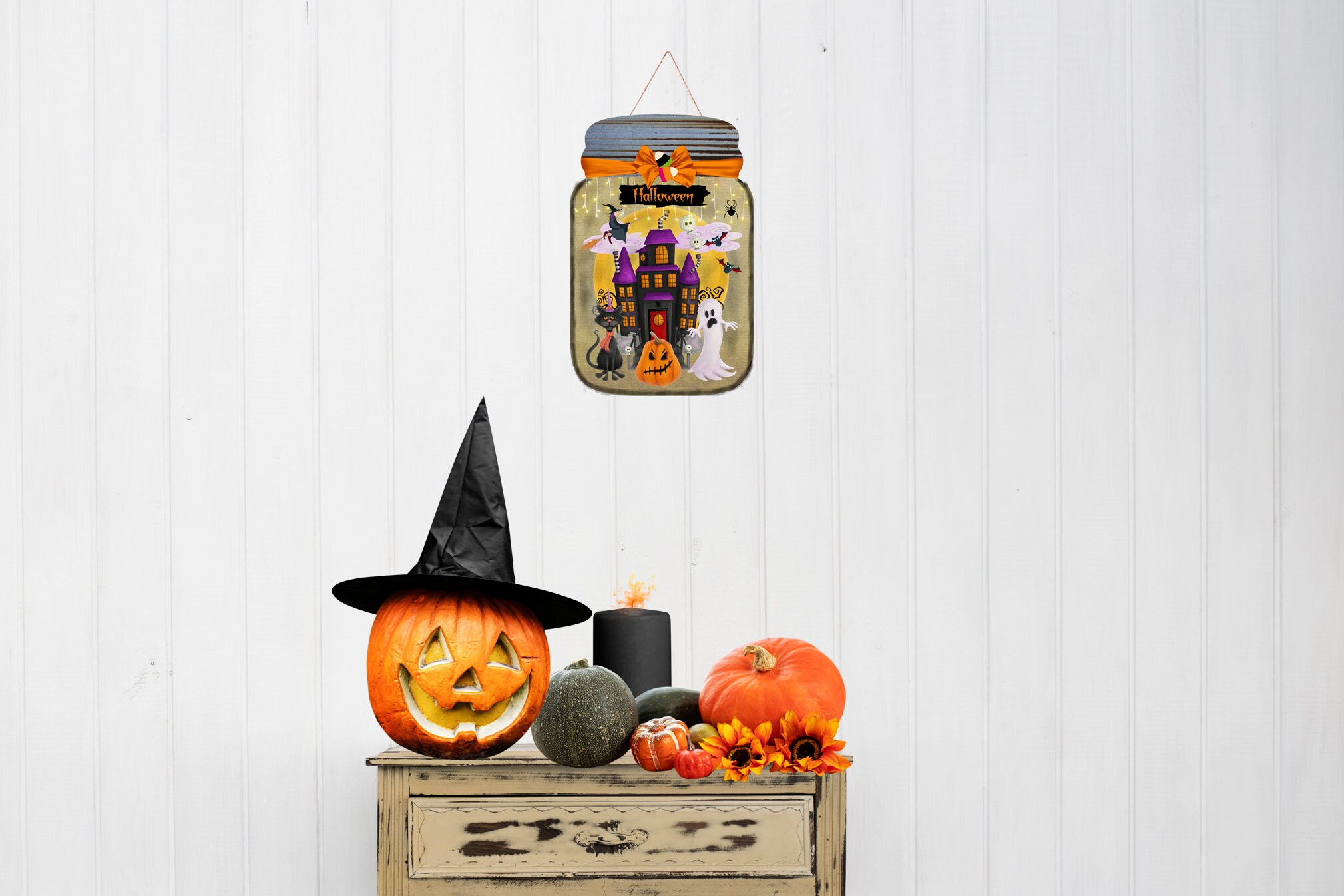 Halloween Mansion Mason Jar Clipart Transparent PNG JPG for | Etsy