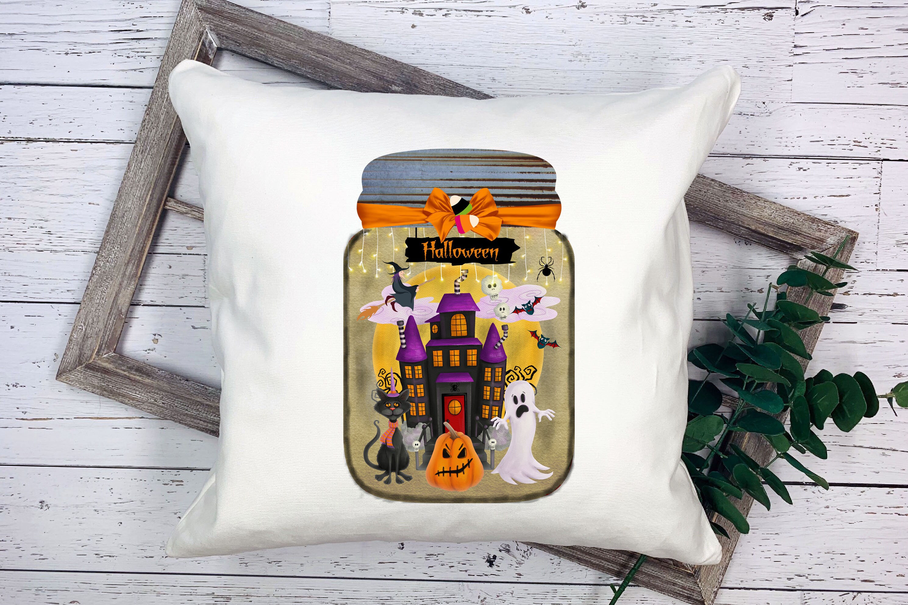 Halloween Mansion Mason Jar Clipart Transparent PNG JPG for | Etsy
