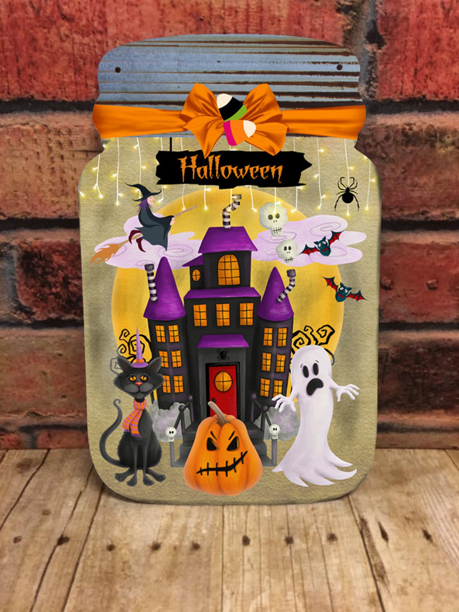 Halloween Mansion Mason Jar Clipart Transparent PNG JPG for | Etsy