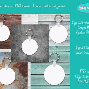 Dye sublimation round shaped MDF keychain mockup for Aparecium Design Company blanks, Sublimation Transfer, PSD & PNG Format