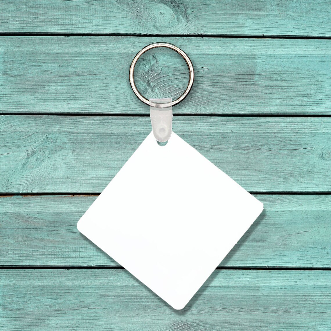 Dye Sublimation Square Shaped MDF Keychain Mockup for Etsy