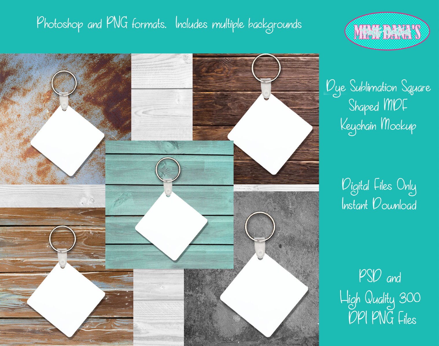 Download Dye Sublimation Square Shaped Mdf Keychain Mockup For Etsy