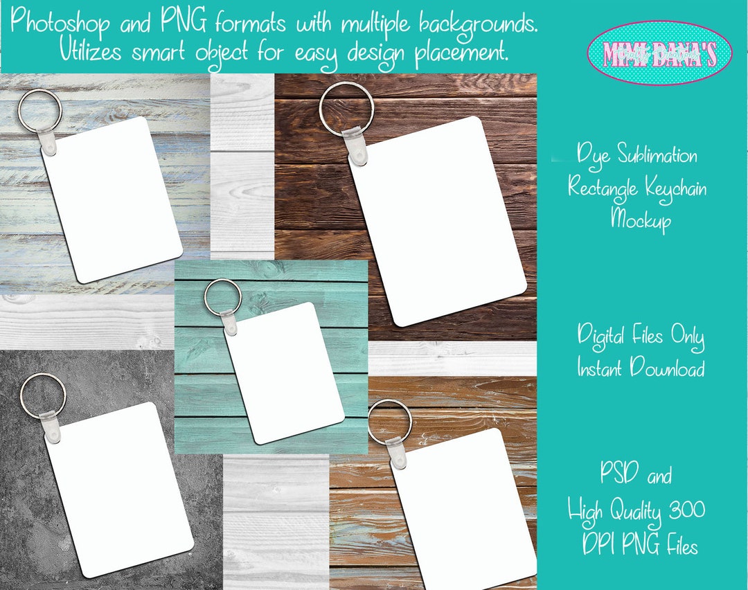 Rectangular Sublimation Keychains Dye Sublimation Rectangle Shaped Keychain Mockup for Aparecium Blanks ...