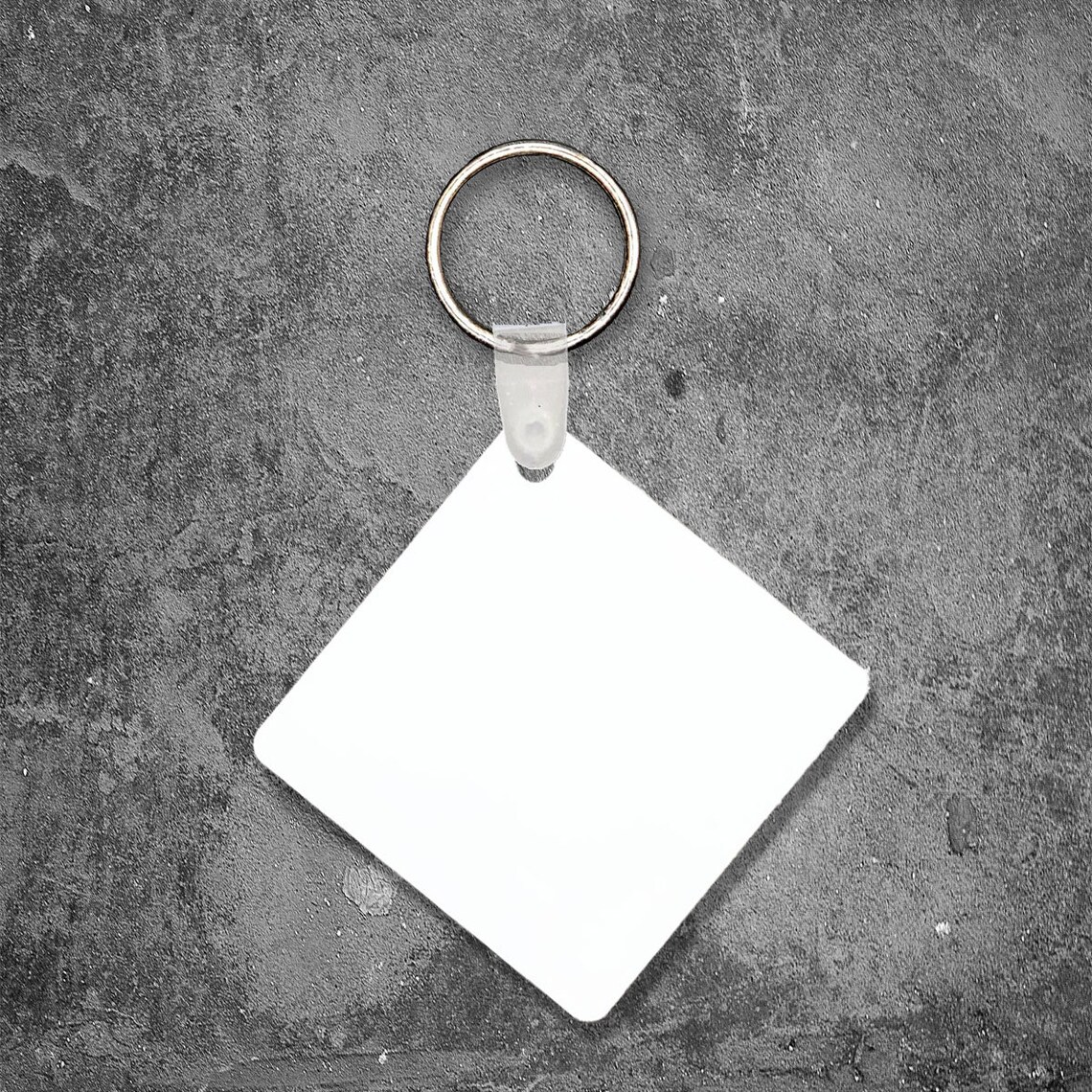 Dye sublimation square shaped MDF keychain mockup for Etsy