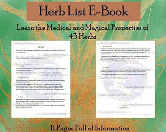 Herb List E-Book Digital Spiritual