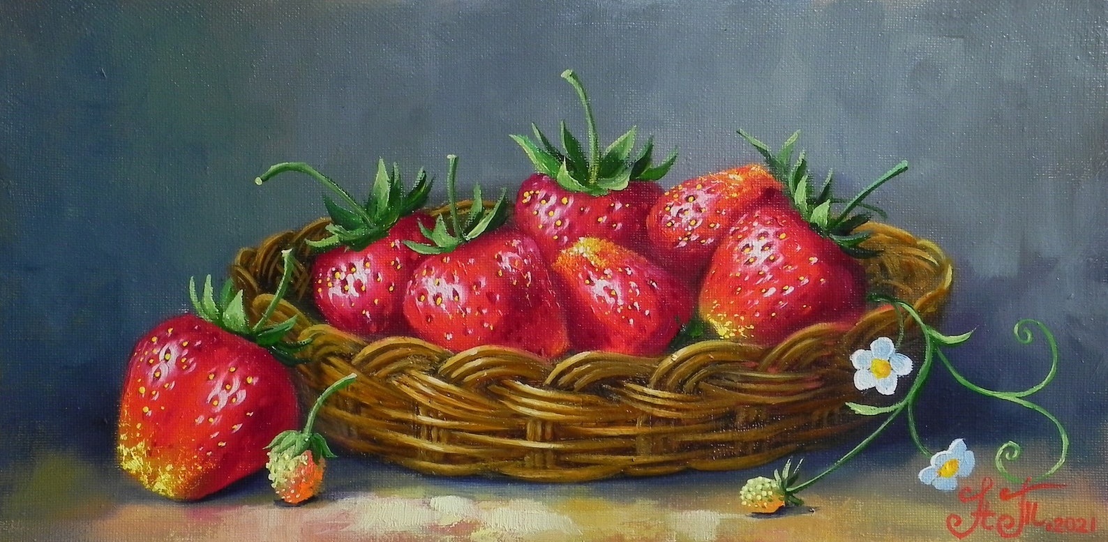 Клубника живопись