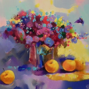 Bright flowers painting Abstract art Original floral painting great floral wall decor for living room bedroom Gift for friends