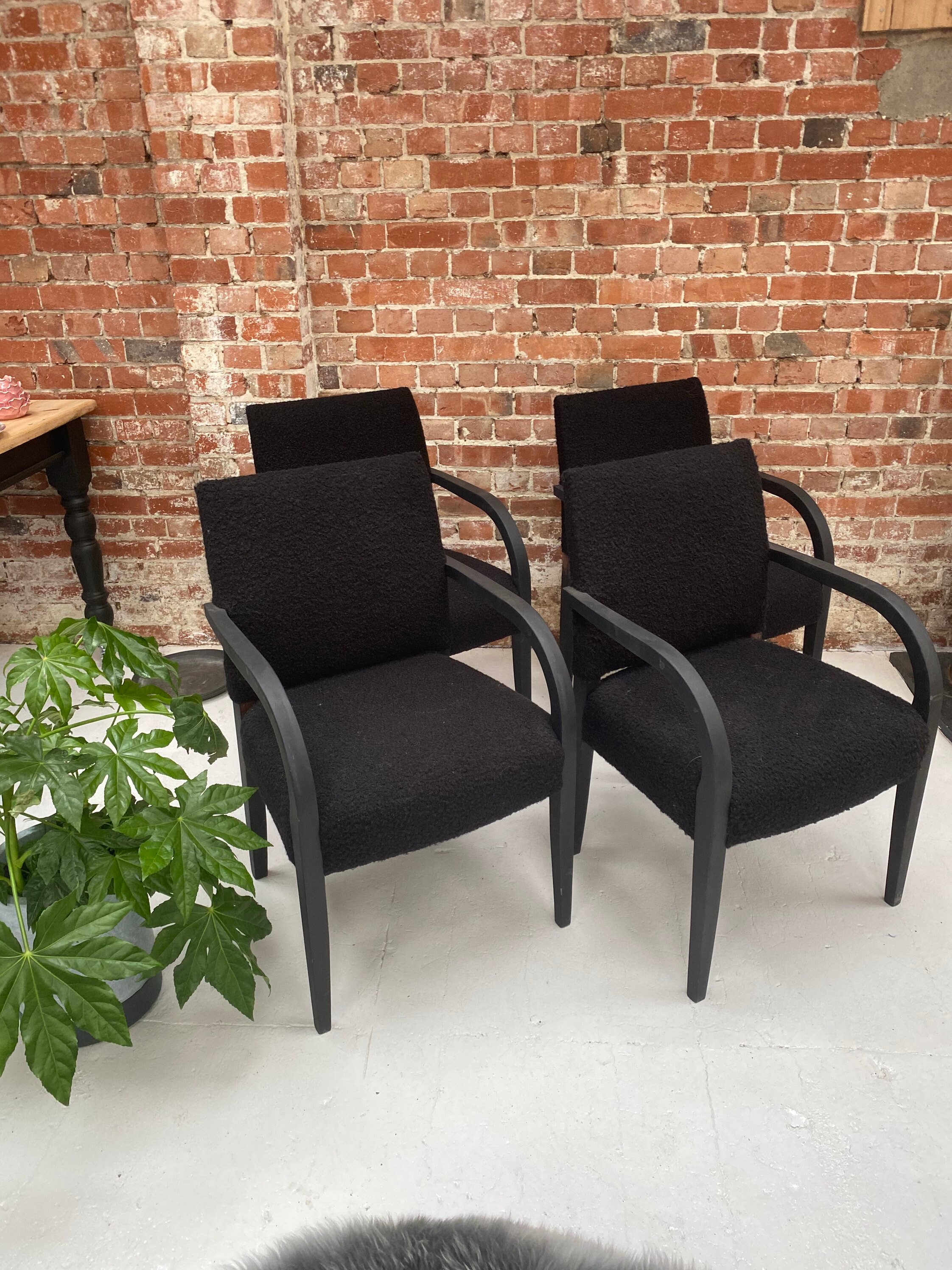 Black Boucle dining chairs boucle fabric dining chairs Etsy