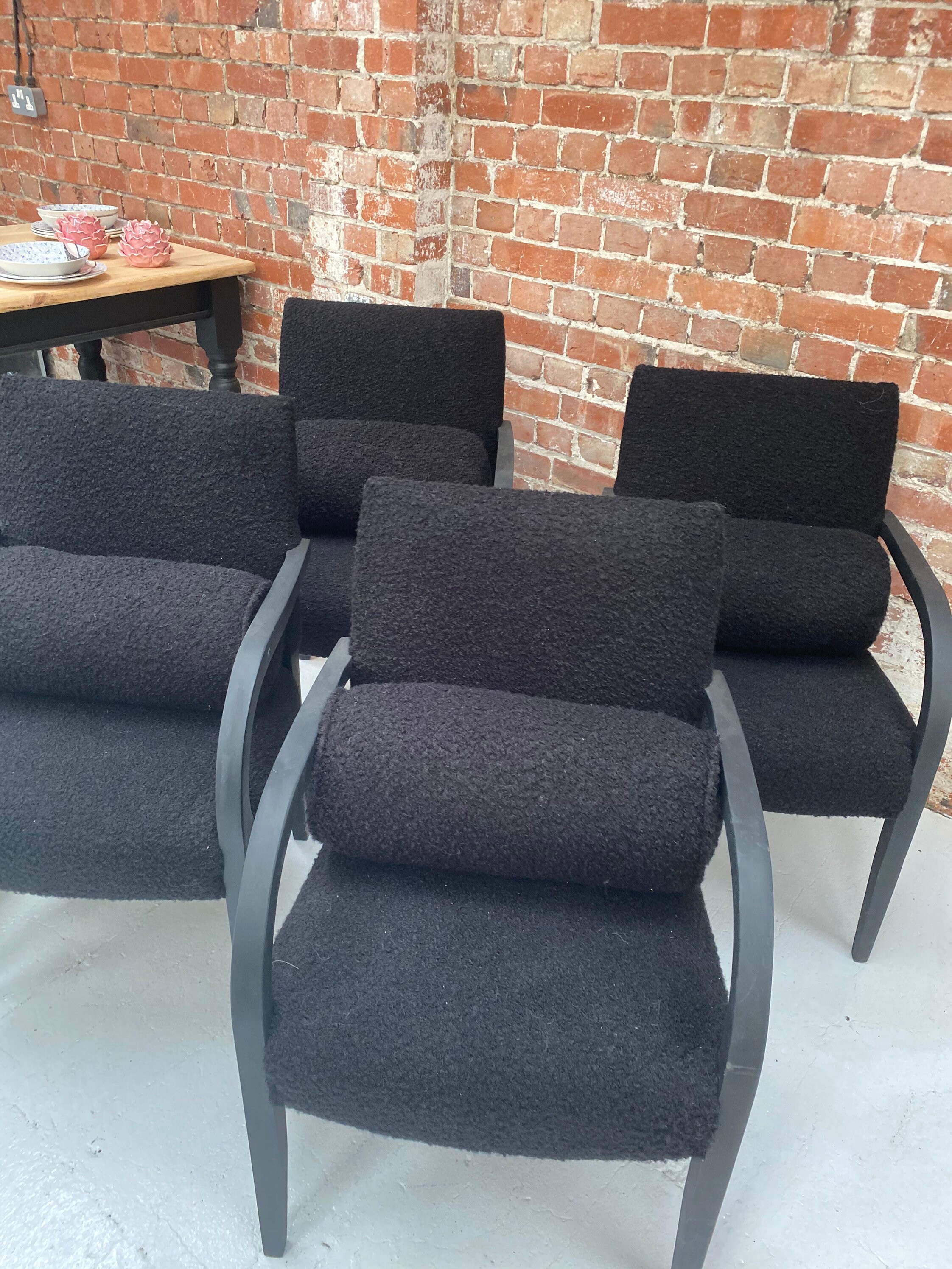 Black Boucle dining chairs boucle fabric dining chairs | Etsy