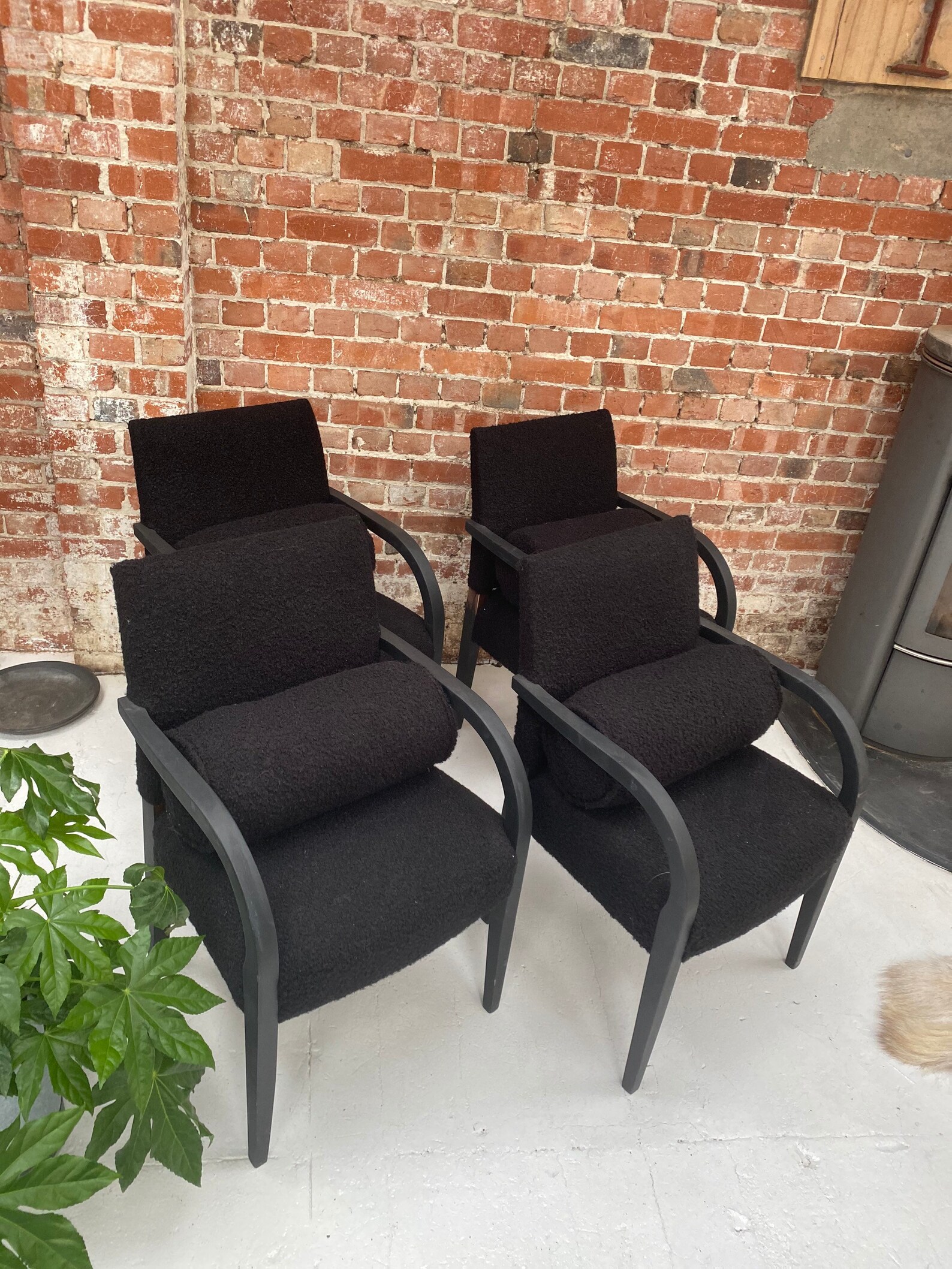 Black Boucle dining chairs boucle fabric dining chairs | Etsy