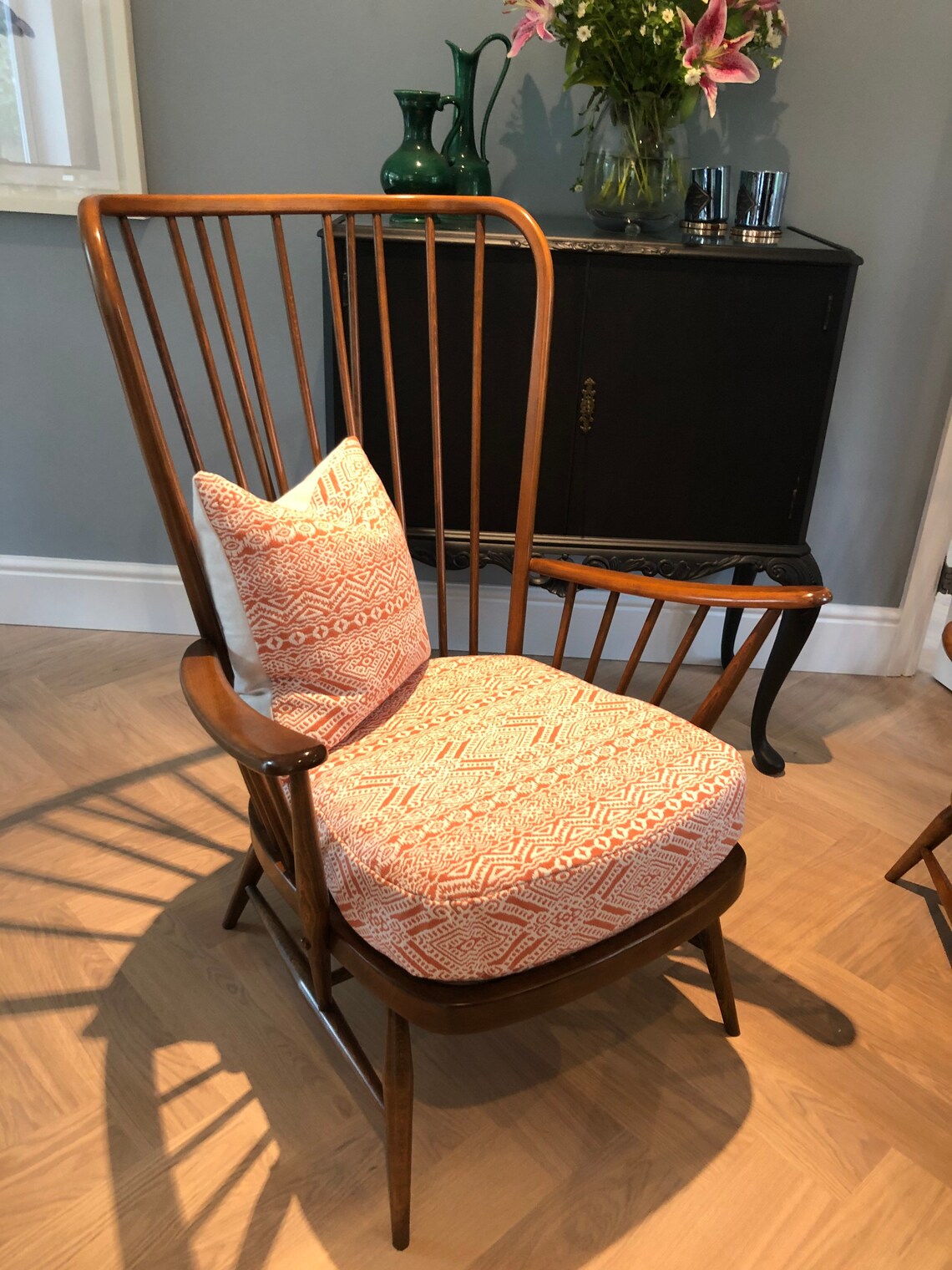 Ercol evergreen armchair. brown frame spindle back ercol | Etsy