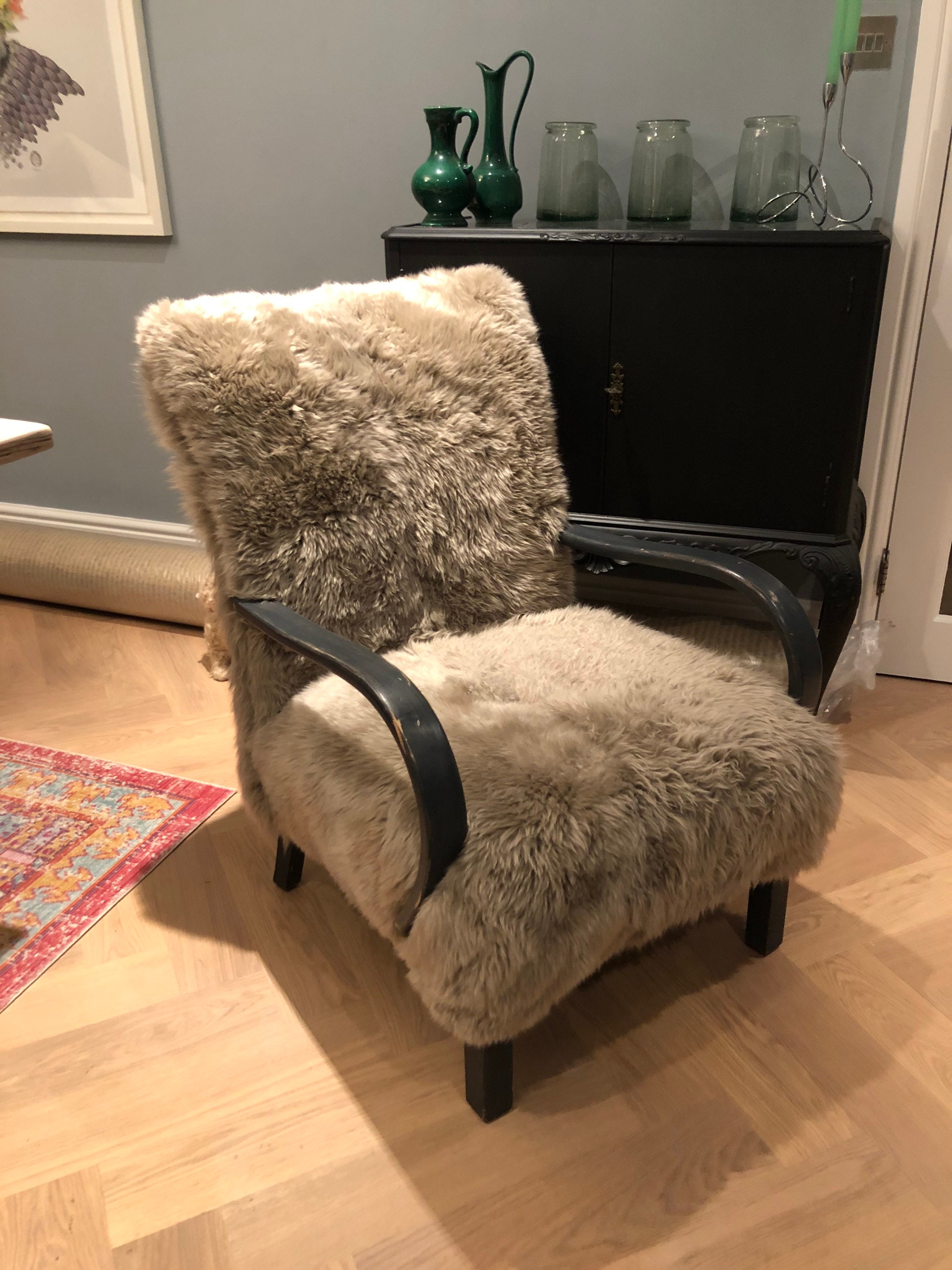 Sheepskin armchair furry chair genuine sheepskin chair Etsy