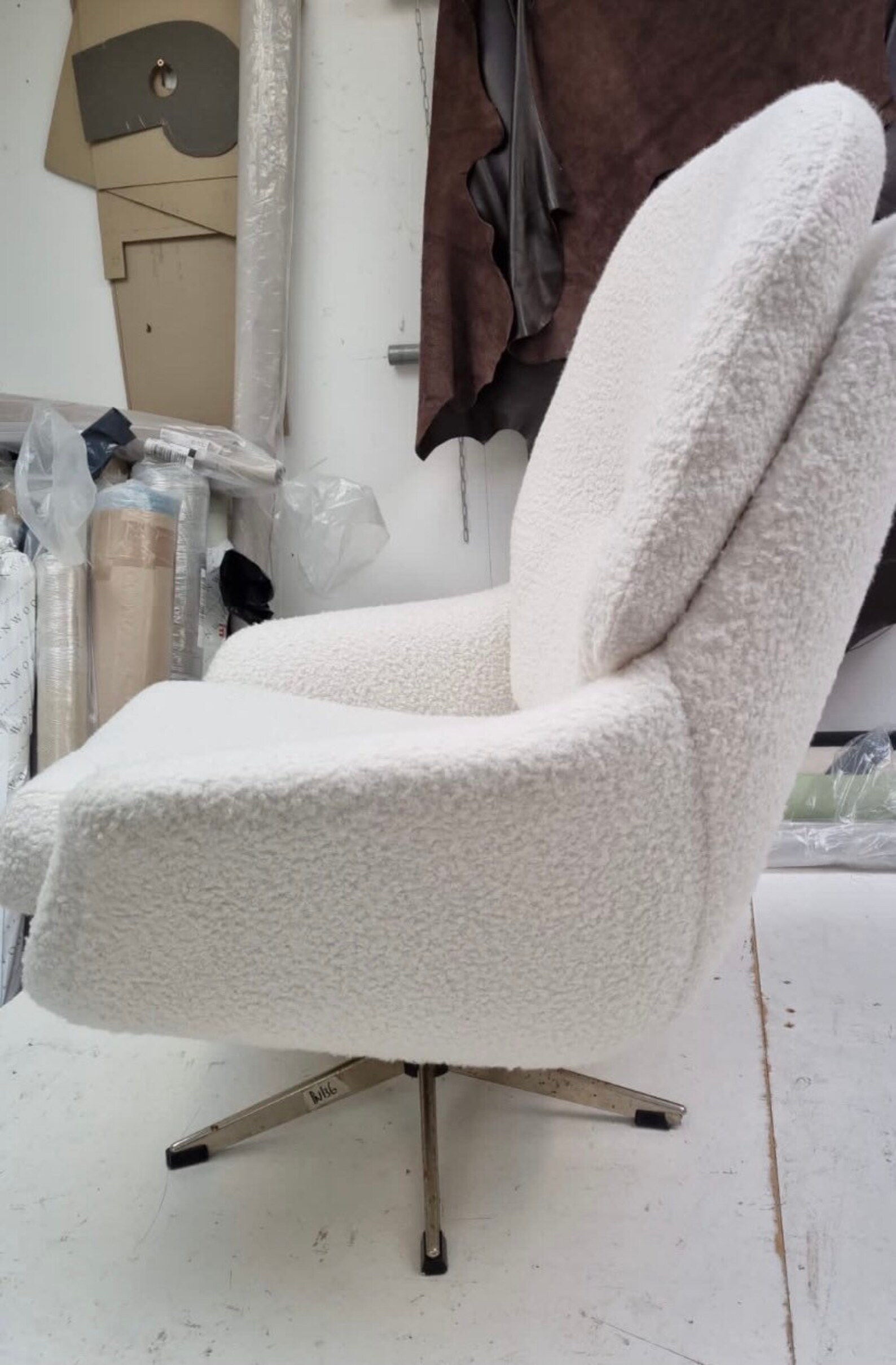 Boucle Swivel Armchair Boucle Chair Swivel Armchair Cream Etsy UK