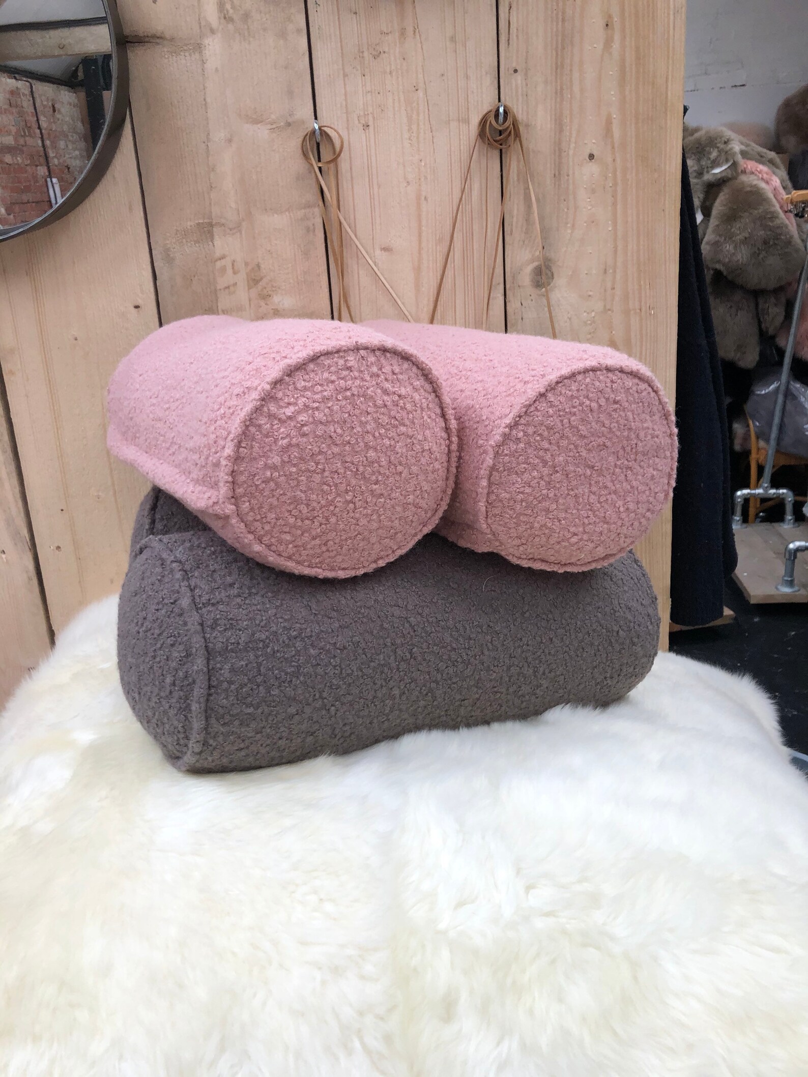 Boucle bolster cushion round cushion boucle scatter cushion Etsy