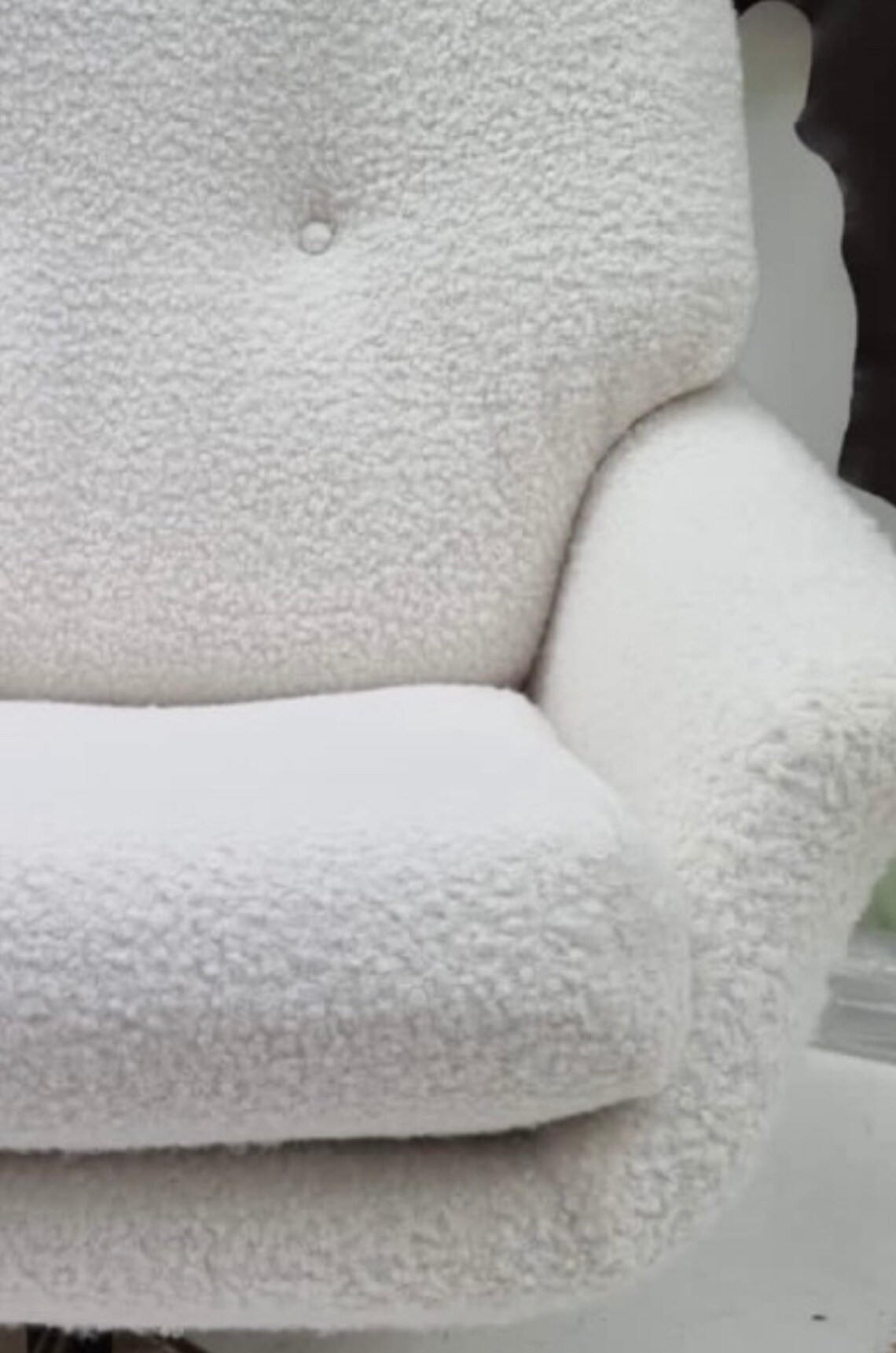 Boucle Swivel Armchair Boucle Chair Swivel Armchair Cream Etsy UK