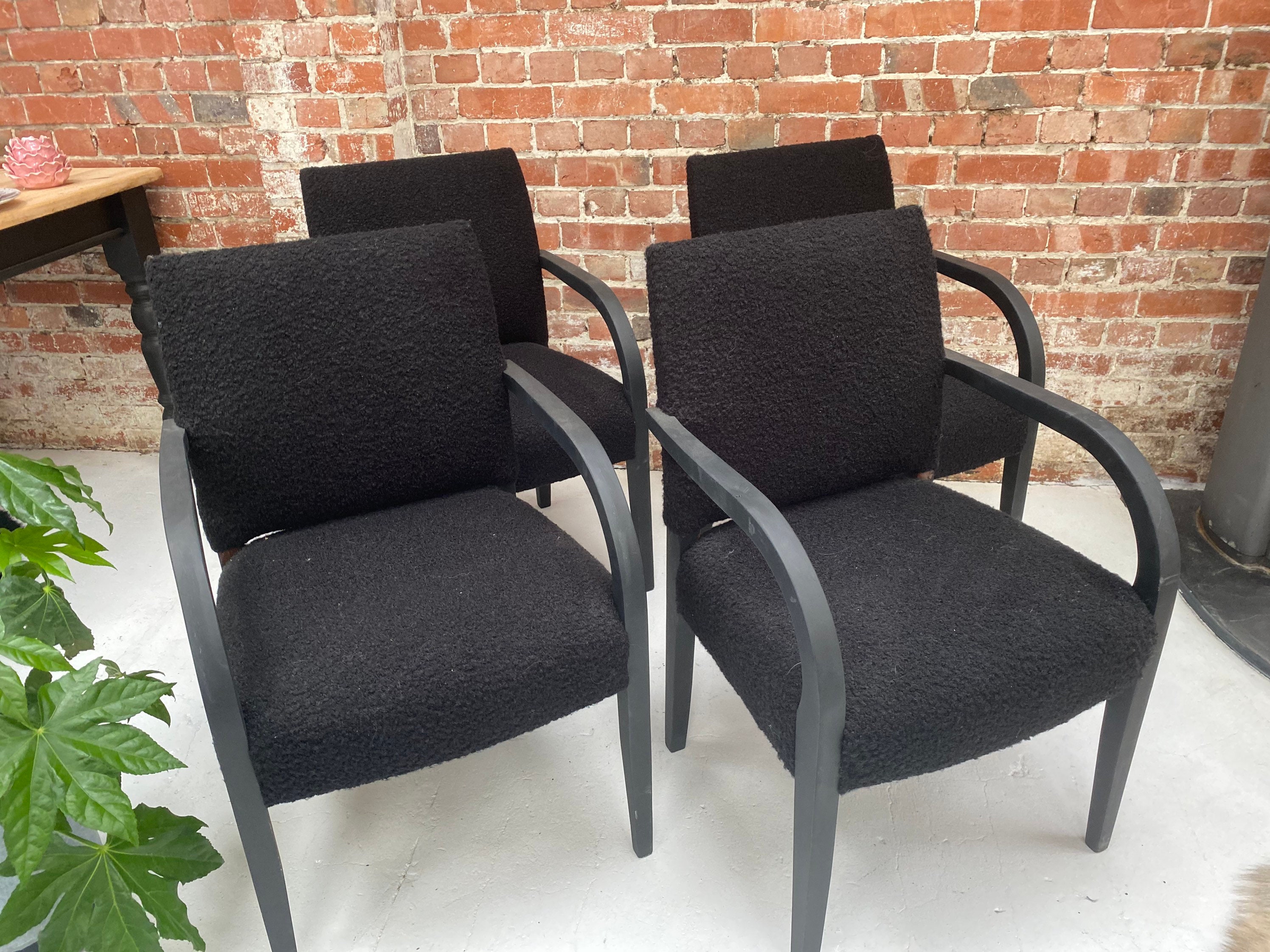 Black Boucle dining chairs boucle fabric dining chairs | Etsy