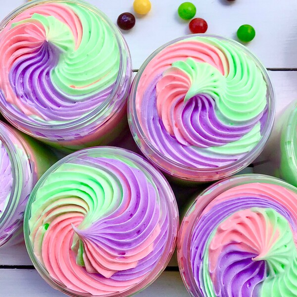 Rainbow Candy Whipped Soap, Colorful Rainbow Soap, aroma nostálgico de caramelo infantil, jabón cremoso de afeitar, baño de relajación