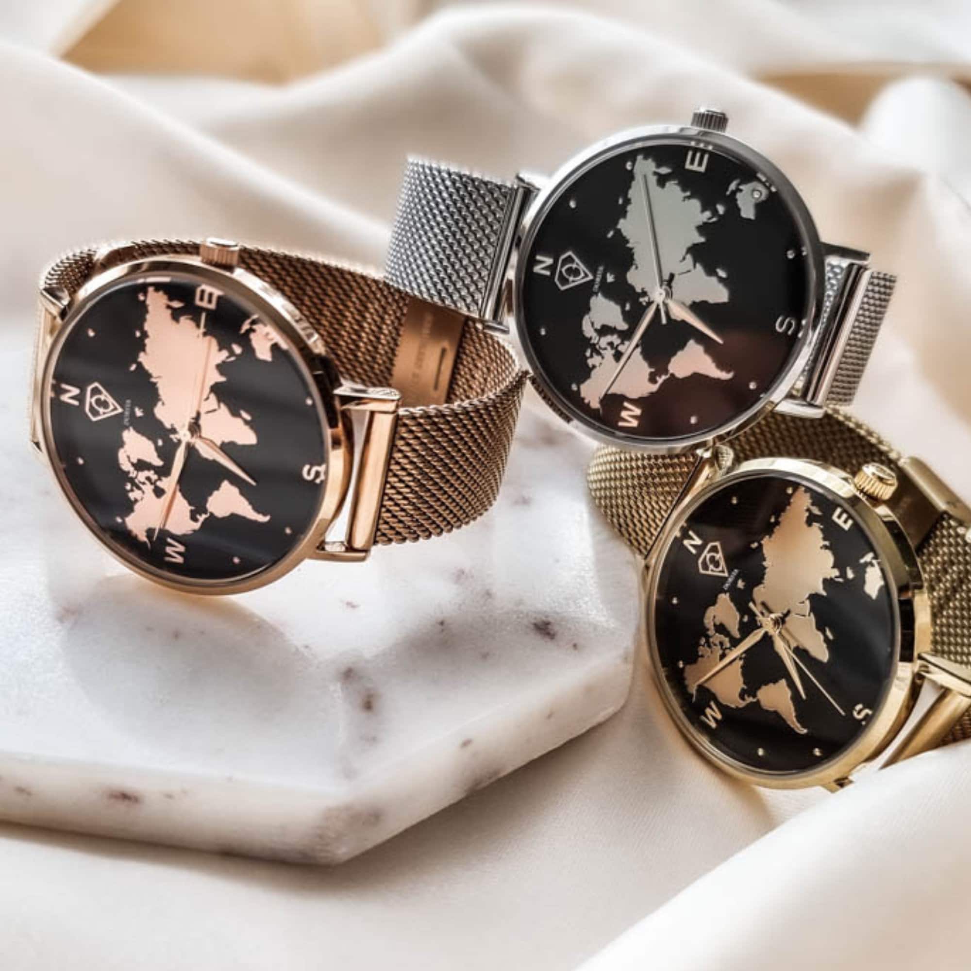 World Map Watch traveller Watch rose Gold Watch boho Watch women