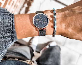 Women World Map Watch, Wanderlust Watch, Travel Watch, Ladies Watch, World Map, Accessory, Gift for her,Christmas Gift, best gift- Fortuna